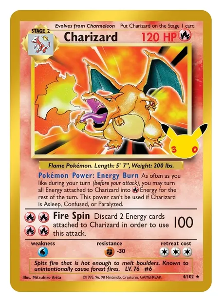 Charizard, Pokémon card 30C CC001 — 30th Celebration set