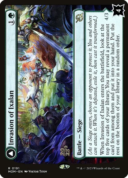 Invasion of Ixalan // Belligerent Regisaur, Magic card PMOM 191s — March of the Machine Promos set