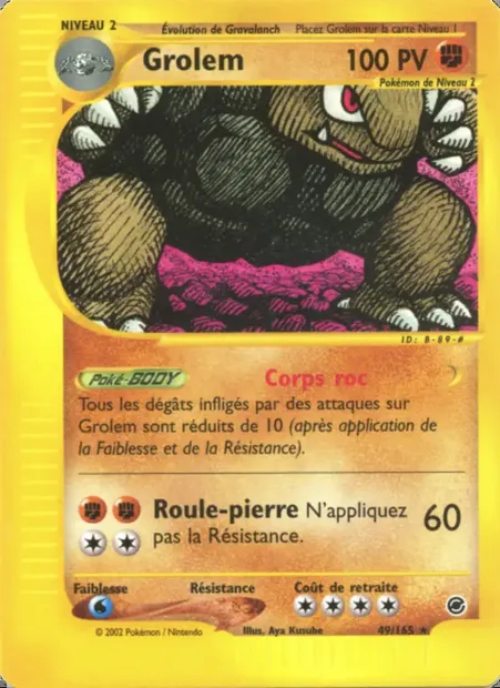 Grolem, carte Pokémon EX 49 — extension Expedition