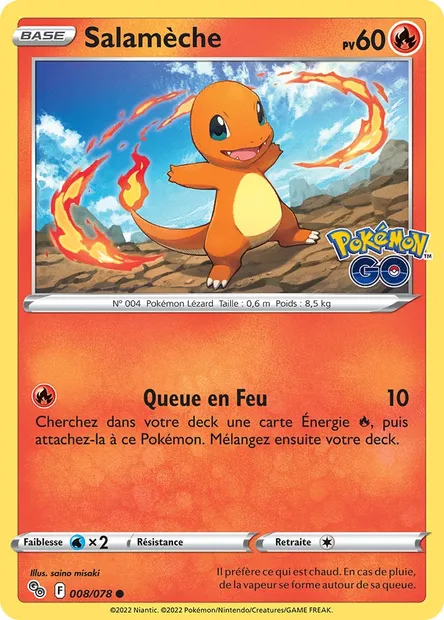 Salamèche, carte Pokémon PGO 008 — extension Pokémon GO