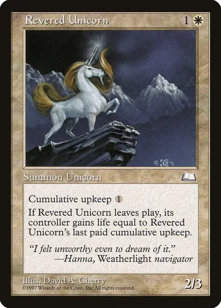 Licorne révérée, carte Magic WTH 23 — extension Aquilon