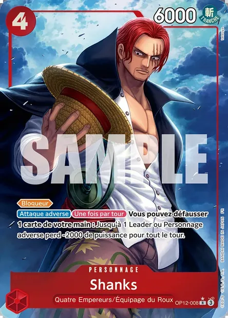 Shanks, carte One Piece OP12-008 — extension L'HÉRITAGE DU MAÎTRE