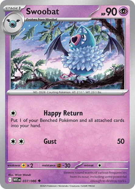 Swoobat, Pokémon card WHT 037 — White Flare set