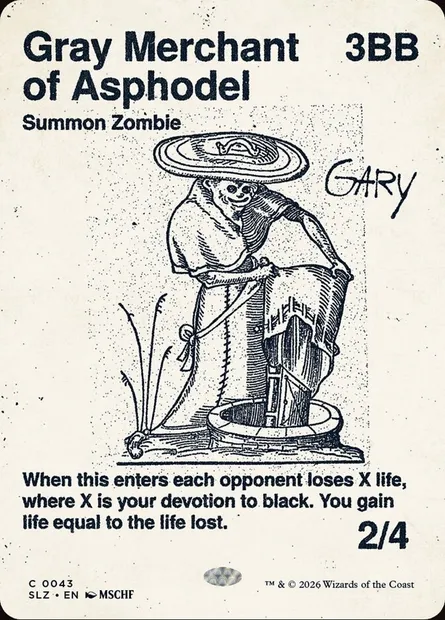 Gray Merchant of Asphodel, Magic card SLZ 43 — The Zeta Set set