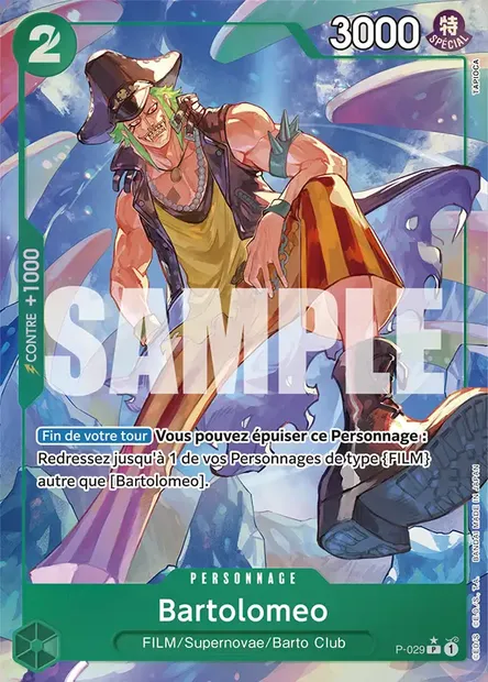 Bartolomeo, carte One Piece P-029 — extension Carte promo