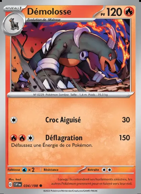Démolosse, carte Pokémon SVI 034 — extension Écarlate et Violet