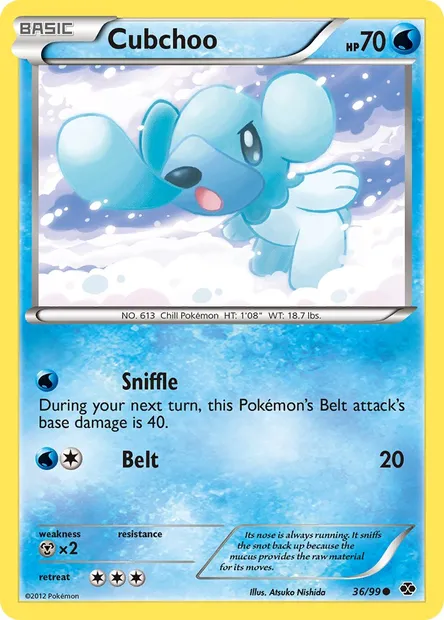 Cubchoo, Pokémon card NXD 36 — Next Destinies set
