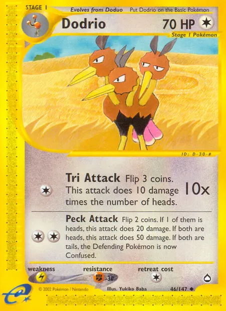 Dodrio, Pokémon card AQ 46 — Aquapolis set