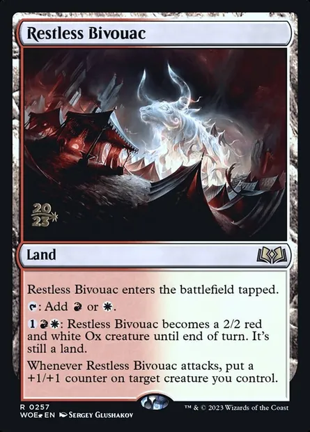Restless Bivouac, Magic card PWOE 257s — Wilds of Eldraine Promos set