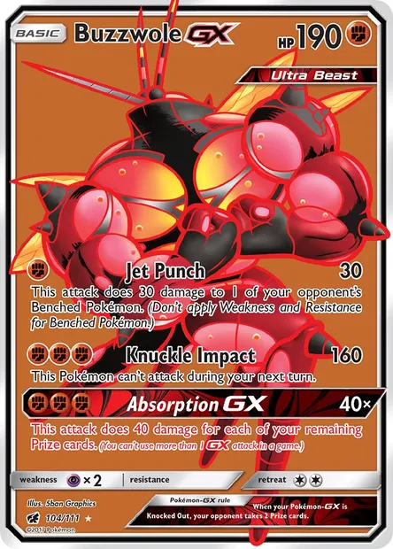 Buzzwole GX, Pokémon card CIN 104 — Crimson Invasion set