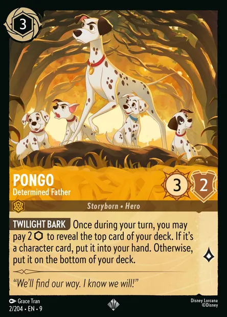 Pongo - Determined Father, Disney Lorcana card CH9-002 — Fabled set