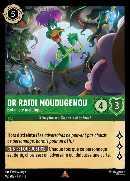 Dr Raidi Moudugenou - Botaniste maléfique, carte Disney Lorcana CH13-092 — extension Invasion Epineuse!