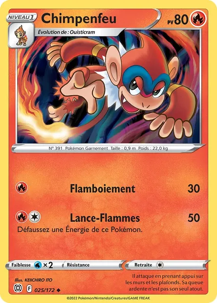 Chimpenfeu, carte Pokémon BRS 025 — extension Stars Étincelantes