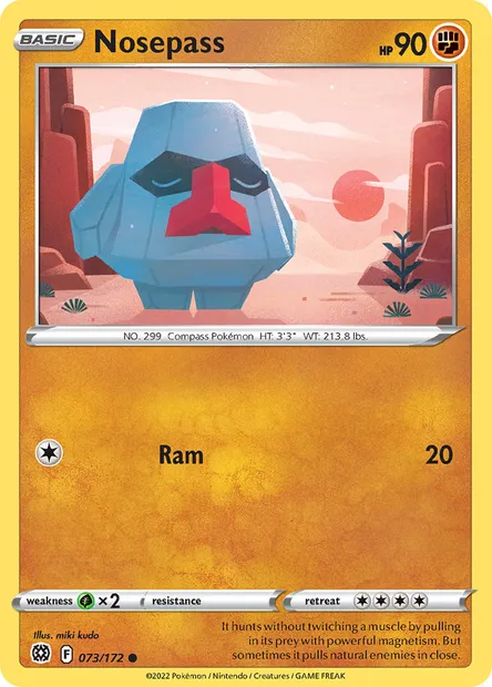 Nosepass, Pokémon card BRS 073 — Brilliant Stars set