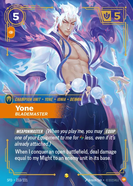 Yone, carte Riftbound SFD 233 — extension Spiritforged