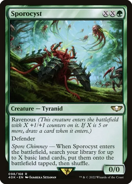 Sporocyst, Magic card 40K 98 — Warhammer 40,000 Commander set