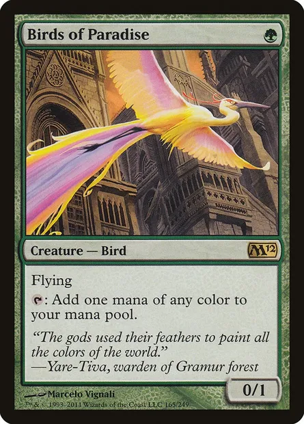 Birds of Paradise, Magic card M12 165 — Magic 2012 set