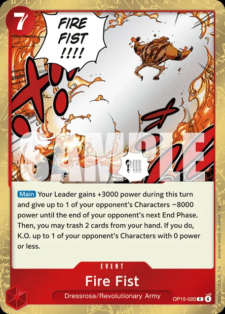 Fire Fist, One Piece card OP15-020 — ADVENTURE ON KAMI’S ISLAND set