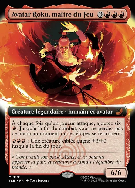 Avatar Roku, maître du Feu, carte Magic TLE 191 — extension Avatar: The Last Airbender Eternal
