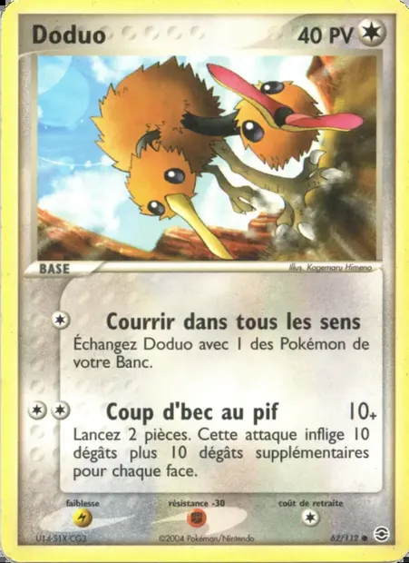 Doduo, carte Pokémon RG 62 — extension EX Rouge Feu & Vert Feuille