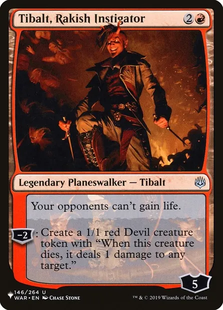 Tibalt, instigateur élancé, carte Magic PLST WAR-146 — extension The List