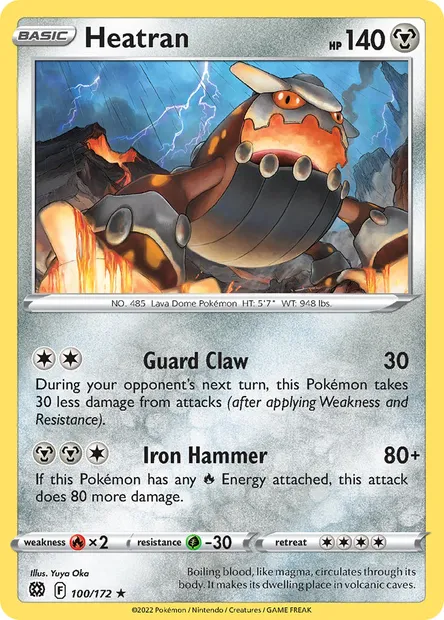 Heatran, Pokémon card BRS 100 — Brilliant Stars set