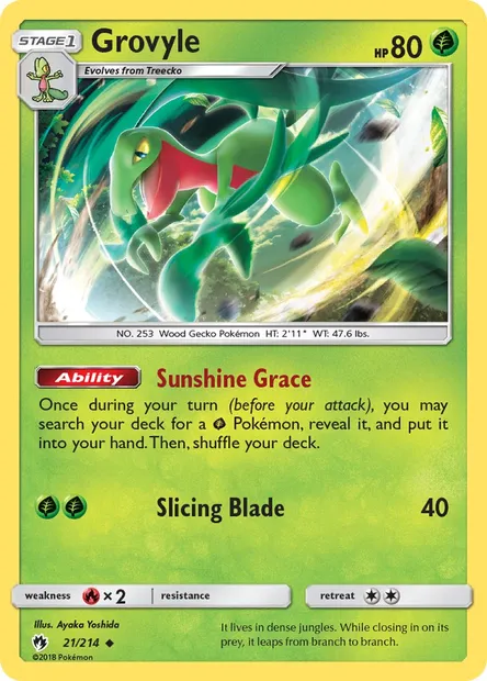 Grovyle, Pokémon card LOT 21 — Lost Thunder set