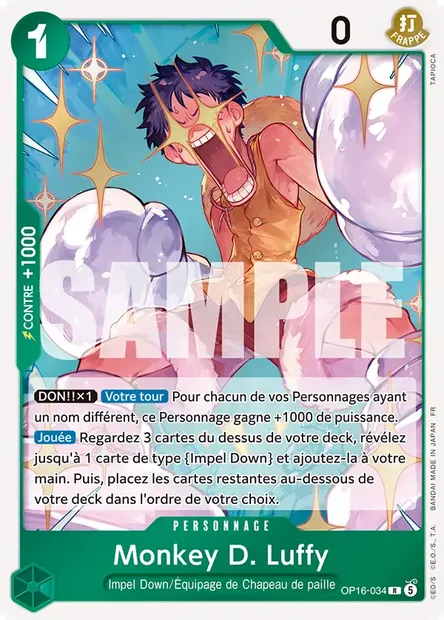 Monkey D. Luffy, carte One Piece OP16-034 — extension L'HEURE DE LA BATAILLE DÉCISIVE