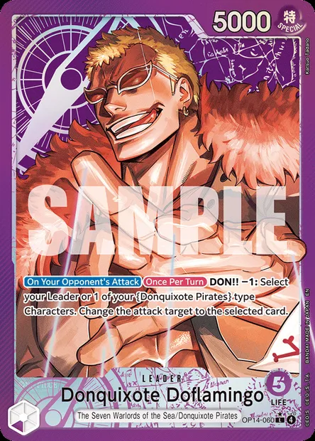 Donquixote Doflamingo, One Piece card OP14-060 — THE AZURE SEA’S SEVEN set