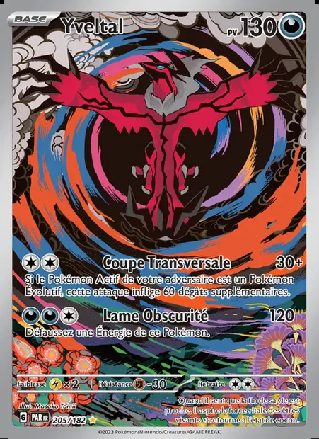 Yveltal, carte Pokémon PAR 205 — extension Faille Paradoxe