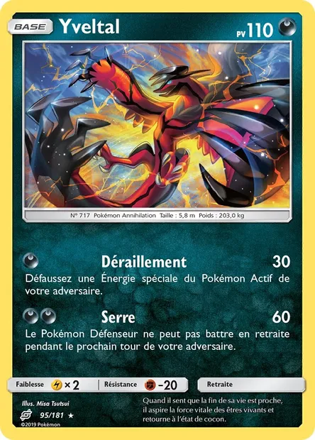 Yveltal, carte Pokémon TEU 95 — extension Duo de Choc