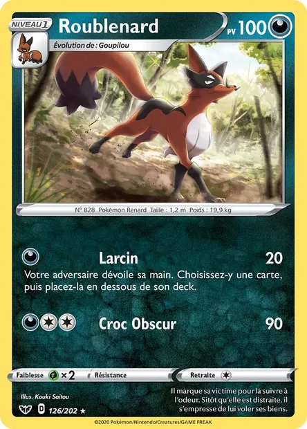 Roublenard, carte Pokémon SSH 126 — extension Épée et Bouclier