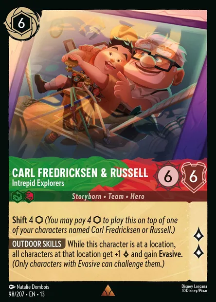 Carl Fredricksen & Russell - Intrepid Explorers, Disney Lorcana card CH13-098 — Attack of the Vine! set