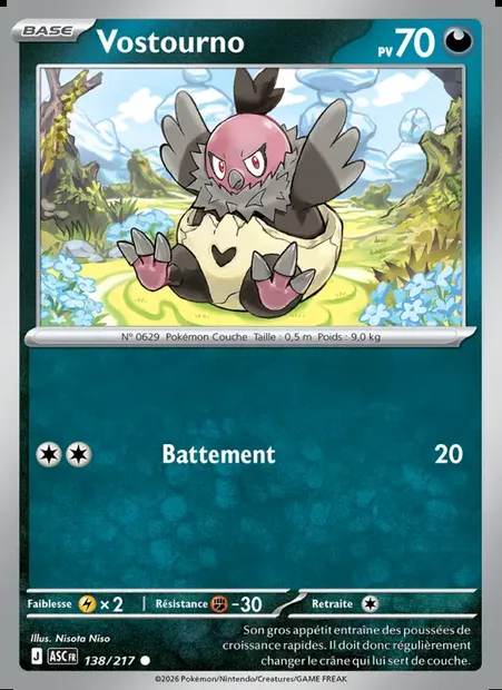 Vostourno, carte Pokémon ASC 138 — extension Héros Transcendants