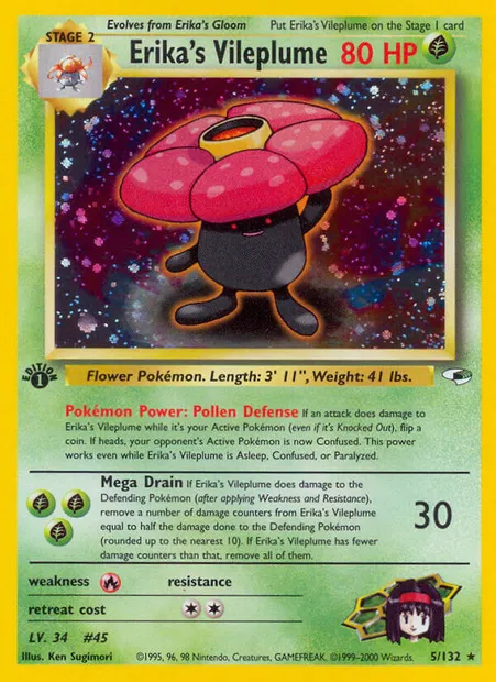 Erika's Vileplume, Pokémon card GH 5 — Gym Heroes set