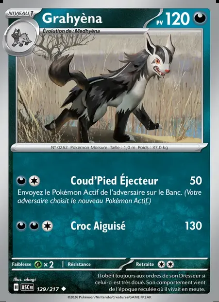 Grahyèna, carte Pokémon ASC 129 — extension Héros Transcendants
