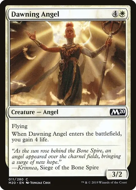 Dawning Angel, Magic card M20 11 — Core Set 2020 set