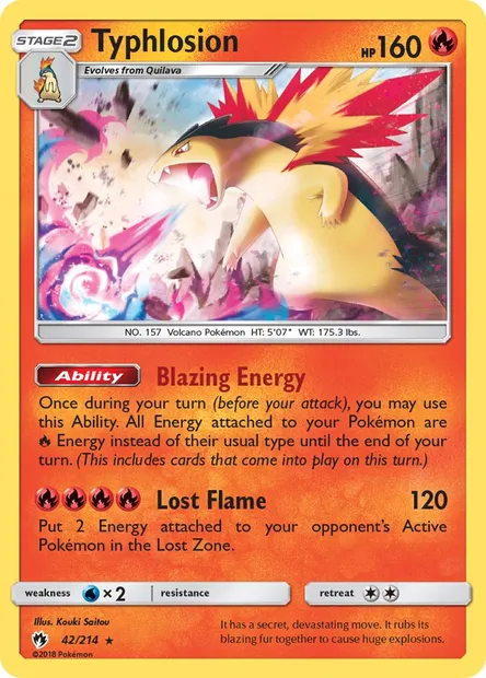 Typhlosion, Pokémon card LOT 42 — Lost Thunder set