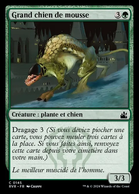 Grand chien de mousse, carte Magic RVR 145 — extension Ravnica Remastered