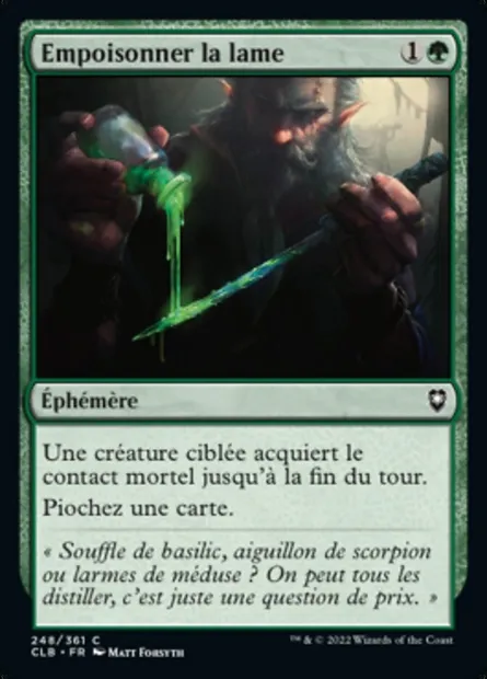 Empoisonner la lame, carte Magic CLB 248 — extension Commander Légendes : la bataille de la Porte de Baldur