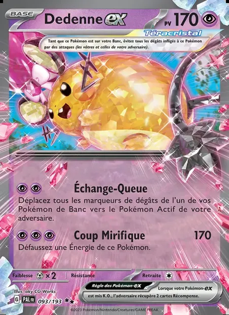 Dedenne-ex, carte Pokémon PAL 093 — extension Évolutions à Paldea