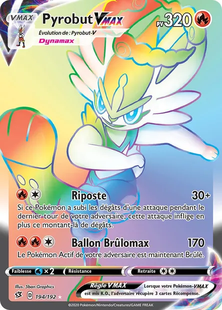 Pyrobut VMAX, carte Pokémon RCL 194 — extension Clash des Rebelles