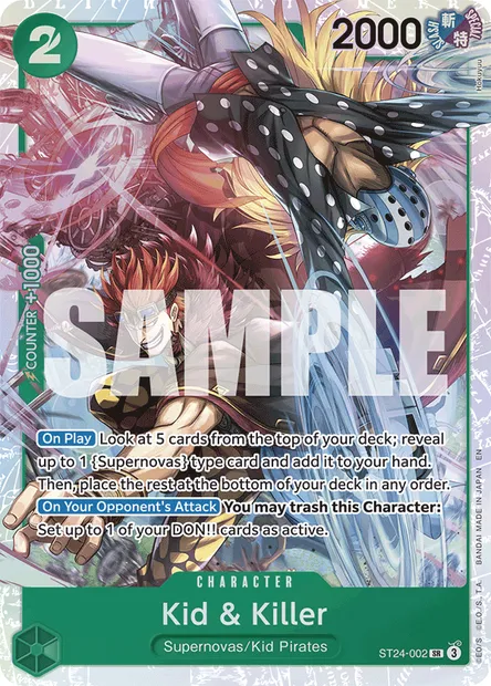 Kid & Killer, One Piece card ST24-002 — GREEN Jewelry Bonney set