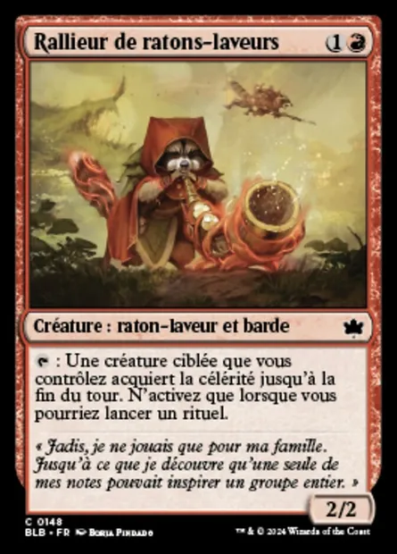 Rallieur de ratons-laveurs, carte Magic BLB 148 — extension Bloomburrow