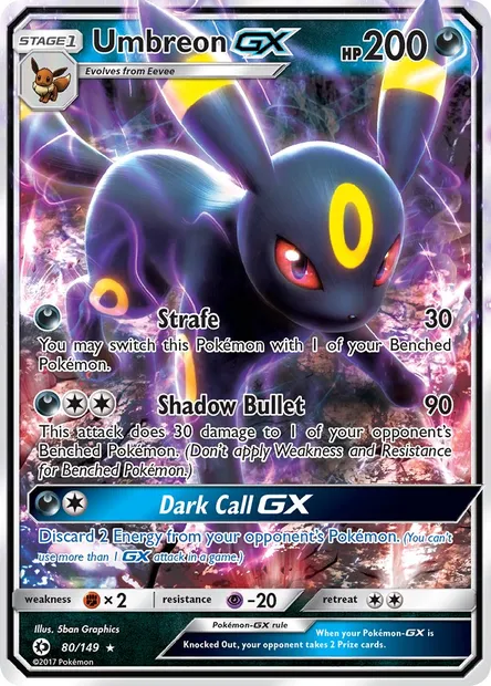 Umbreon GX, Pokémon card SUM 80 — Sun & Moon set