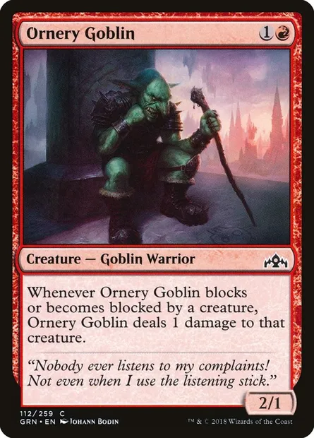 Ornery Goblin, Magic card GRN 112 — Guilds of Ravnica set