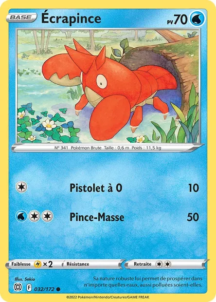 Écrapince, carte Pokémon BRS 032 — extension Stars Étincelantes