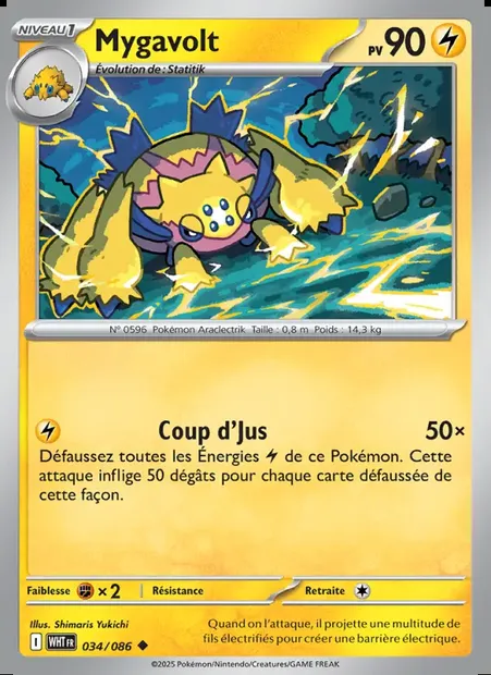 Mygavolt, carte Pokémon WHT 034 — extension Flamme Blanche
