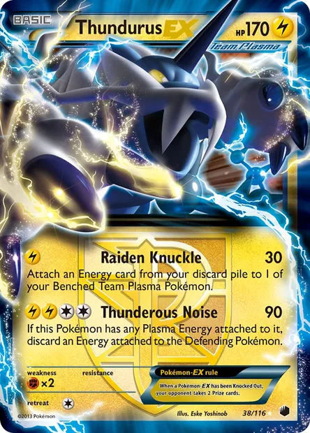 Thundurus-EX, Pokémon card PLF 38 — Plasma Freeze set