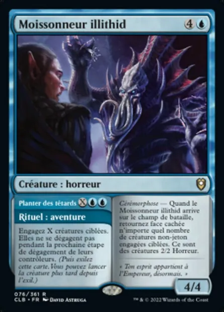 Moissonneur illithid // Planter des têtards, carte Magic CLB 76 — extension Commander Légendes : la bataille de la Porte de Baldur